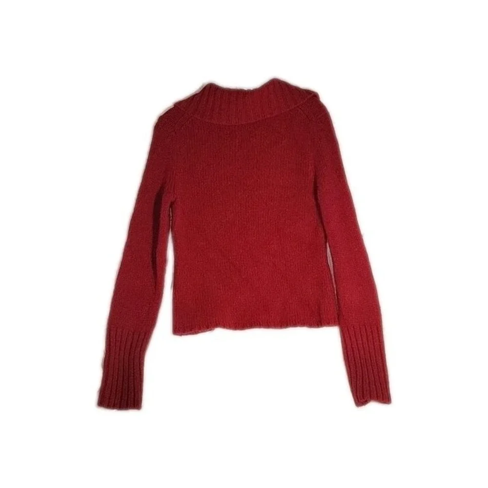 Express Wool Angora Blend Sweater‎ Ribbed Collar Keyhole Long Sleeve